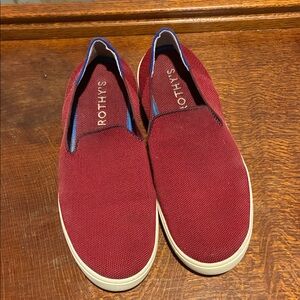 Rothy's Women's Slip-On Loafers in Burgundy with Cream Soles